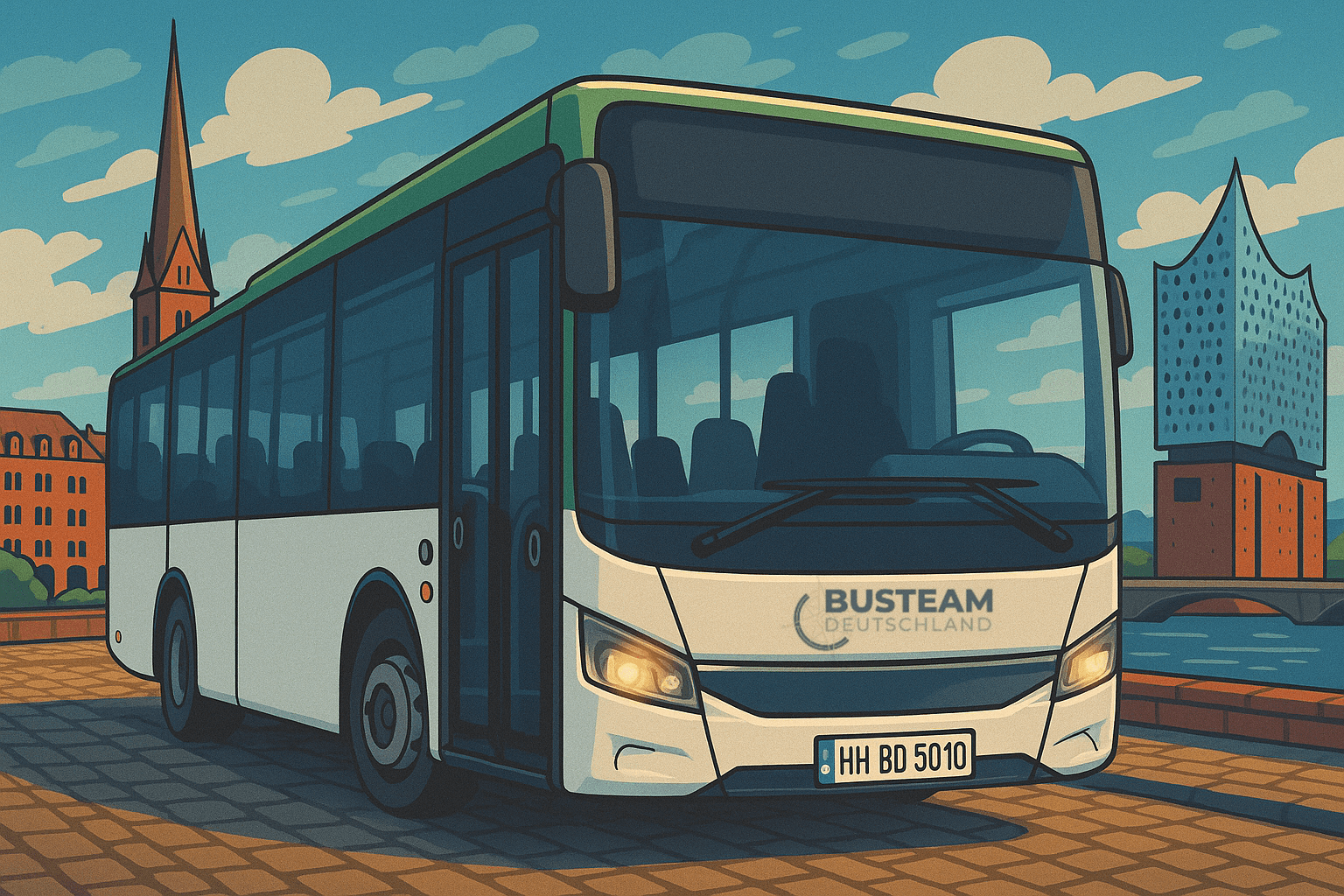 Artistic image of a bus in Hamburg